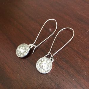 Silver round drop earrings